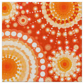 スターバストおよび風車のマンダリンオレンジ ファブリック (クローズアップ)