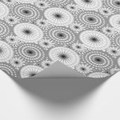 スターバストとピンホイール、グレー、白黒 ラッピングペーパー (角)