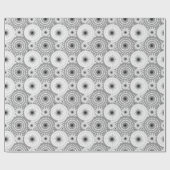 スターバストとピンホイール、グレー、白黒 ラッピングペーパー (フラット)