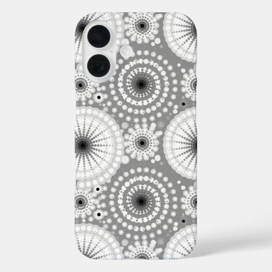 スターバストとピンホイール、グレー、白黒 Case-Mate iPhoneケース (裏面)