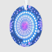スターバストとピンホイール、コバルトブルー&ホワイト オーナメント (正面)