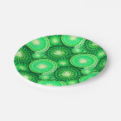 スターバストとピンホイール、ダークパイングリーン ペーパープレート (アングル)