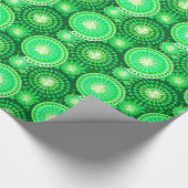 スターバストとピンホイール、ダークパイングリーン ラッピングペーパー (角)