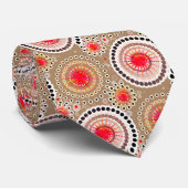 スターバストとピンホイール、トープ、赤、白 ネクタイ (ロール)