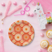 スターバストとピンホイール、マンダリンオレンジ ペーパープレート (パーティー)