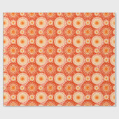 スターバストとピンホイール、マンダリンオレンジ ラッピングペーパー (フラット)