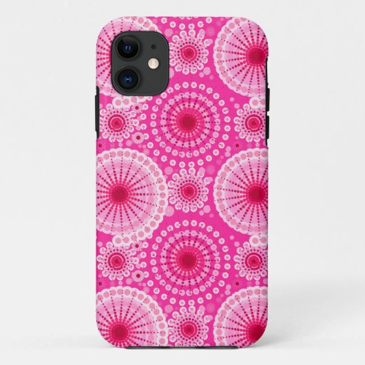 スターバストとピンホイール、明るい赤紫色ピンク&マルーン Case-Mate iPhoneケース (裏面)