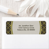 スターバストとラインミッドセンチュリーパターン地球の色合い ラベル (インサイチュ)