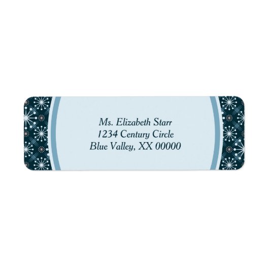 スターバストと線ミッドセンチュリーパターンブルー ラベル (正面)