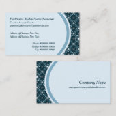 スターバストと線ミッドセンチュリーパターンブルー 名刺 (正面/裏面)