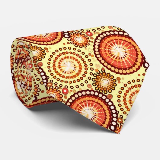 スターバストと風車、茶色と黄色 ネクタイ (ロール)