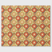 スターバストと風車、茶色と黄色 ラッピングペーパー (フラット)
