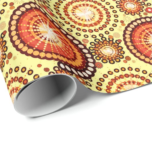 スターバストと風車、茶色と黄色 ラッピングペーパー (ロールコーナー)