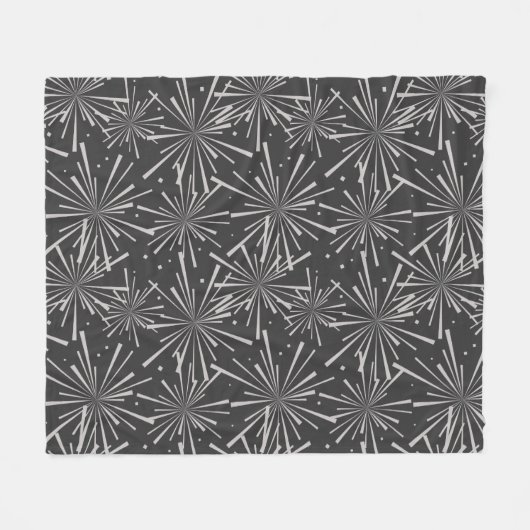 スターバストのチャコールグレーおよび暗灰色 フリースブランケット (正面(横))