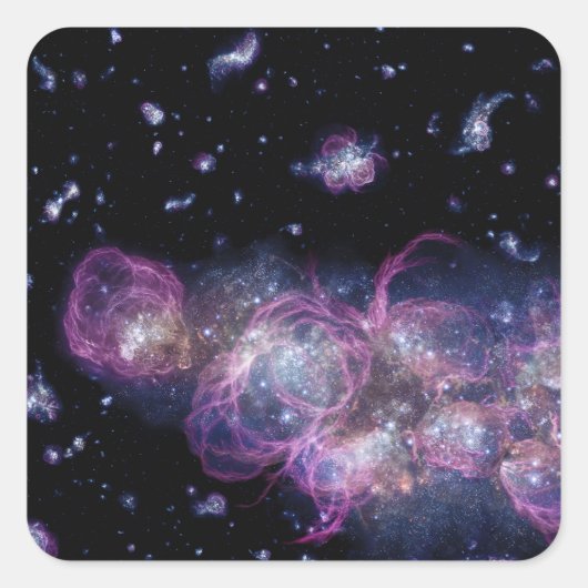 スターバストの星の花火フィナーレの宇宙 スクエアシール (正面)
