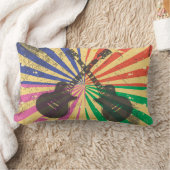 スターバストの背景のレトロのグランジなギター ランバークッション (ブランケット)