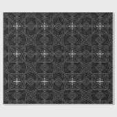 スターバストグリッドの白黒の同心円線 ラッピングペーパー (フラット)