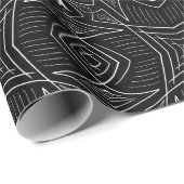 スターバストグリッドの白黒の同心円線 ラッピングペーパー (ロールコーナー)