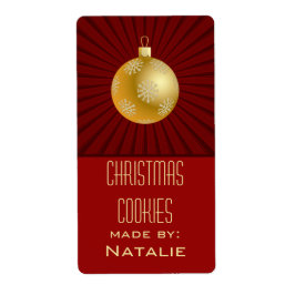 スターバストストライプオーナメントベーキングラベル、赤 ラベル