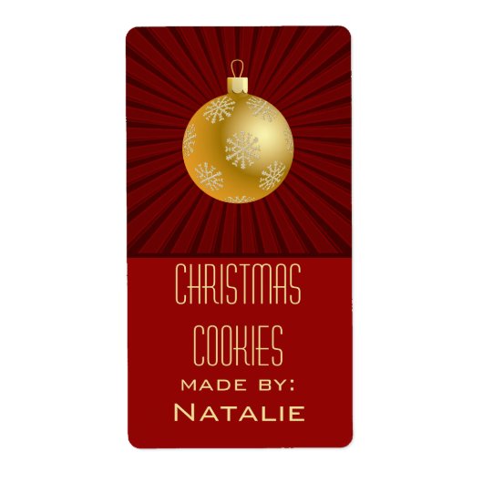 スターバストストライプオーナメントベーキングラベル、赤 ラベル (正面)