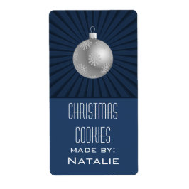 スターバストストライプオーナメントベーキングラベル、青 ラベル