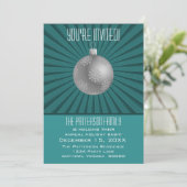 スターバストストライプオーナメントホリデーパーティーティール（緑がかった色） 招待状 (スタンド正面)
