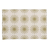 スターバストパターン金ゴールド&リネンホワイト 枕カバー (正面右)