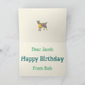 スターバストファンキーヤギカラフルかわいいアニマルアート カード (内部)