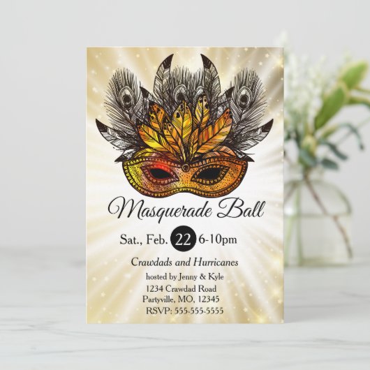 スターバストマスカレードパーティーマスク 招待状 (スタンド正面)