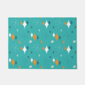 スターバストミッドセンチュリーモダンパターンのティール(緑がかった色) ドアマット (正面)