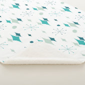 スターバストミッドセンチュリーモダンパターンティール（緑がかった色）アクア シェルパブランケット (3/4)