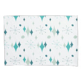 スターバストミッドセンチュリーモダンパターンティール(緑がかった色)アクア 枕カバー (正面左)