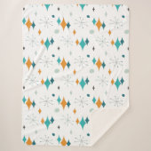 スターバストミッドセンチュリーモダンパターン シェルパブランケット (正面)