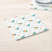 スターバストミッドセンチュリーモダンパターン スクエアペーパーコースター (アングル)