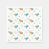 スターバストミッドセンチュリーモダンパターン スタンダードカクテルナプキン (正面)