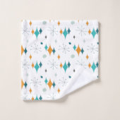 スターバストミッドセンチュリーモダンパターン バスタオルセット (ウォッシュタオル)