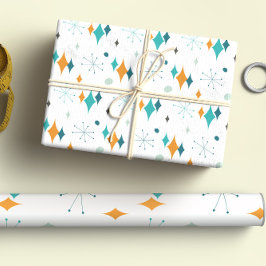 スターバストミッドセンチュリーモダンパターン ラッピングペーパーシート