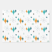 スターバストミッドセンチュリーモダンパターン ラッピングペーパーシート (正面2)