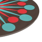 スターバストミッドセンチュリーモダンレッドターコイズ カッティングボード (角)