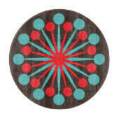 スターバストミッドセンチュリーモダンレッドターコイズ カッティングボード (正面)