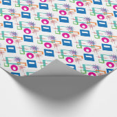 スターバスト幾何数々の色パターン ラッピングペーパー (角)