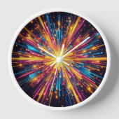 スターバスト木製白枠アナログ時計 壁時計 (正面)