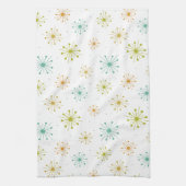 スターバスト花火レトロミッドセンチュリーパターンキック キッチンタオル (縦)