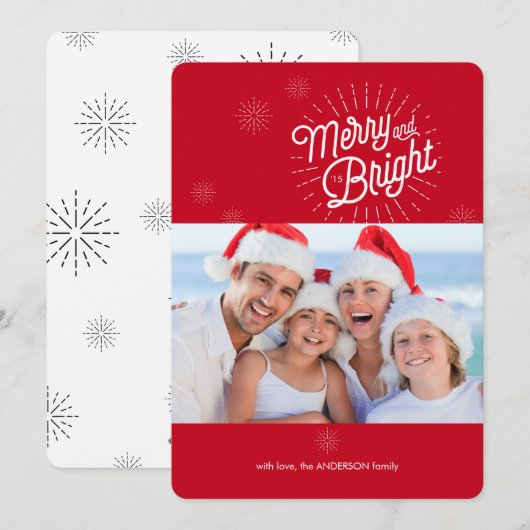 スターバスト1フォトレッドホリデーカード シーズンカード (正面/裏面)