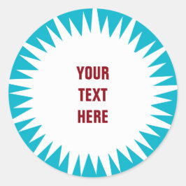 スターバスト – 白、カスタム文字と背景 ラウンドシール