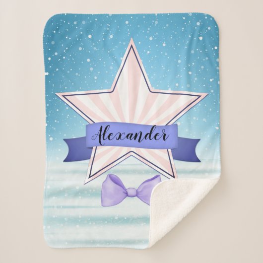 スターバッジ付き美しいパステルグラフィック シェルパブランケット (正面)