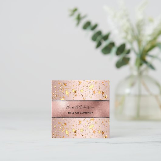 スターバラ金ゴールドエレガントビジモダンネス スクエア名刺 (スタンド正面)