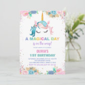 スターバルーンユニコーン誕生日招待状 招待状 (スタンド正面)