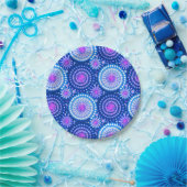 スターバーストとピンホイール、コバルトブルーとホワイト ペーパープレート (パーティー)