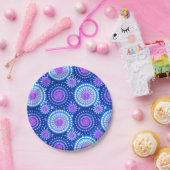 スターバーストとピンホイール、コバルトブルーとホワイト ペーパープレート (パーティー)